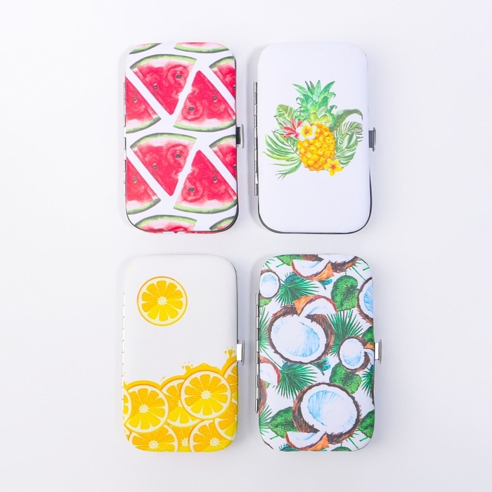 Набор маникюрный «Фрукты», 6 предметов, в футляре, рисунок МИКС Набор маникюрный «Фрукты», 6 предметов, в футляре, рисунок МИКС