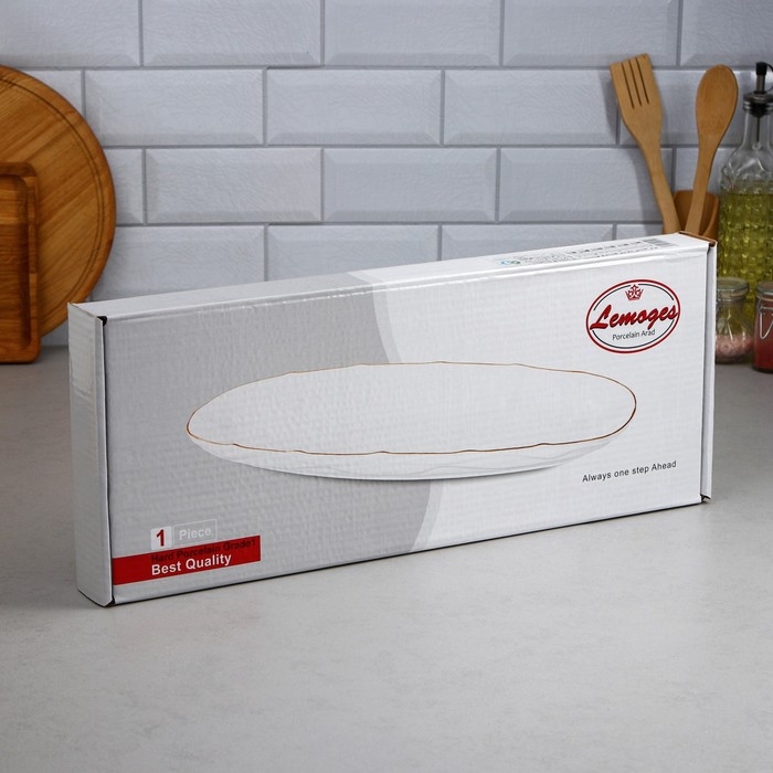 Селедочница &laquo;Рыбное ассорти&raquo;, 1.5 л, золотая обводка, фарфор, Иран