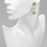 Серьги с жемчугом &laquo;Сердца&raquo; трио, цвет золото