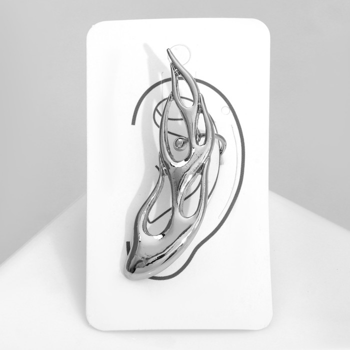 Серьга &laquo;Кафф&raquo; огонь, цвет серебро