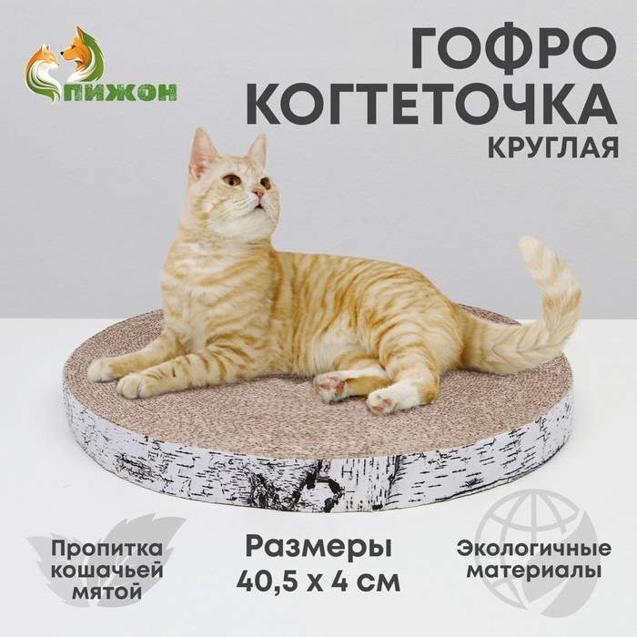 Гофрокогтеточка Гофрокогтеточка "Пижон" высокая круглая "Спил березы", с пропиткой, 40,5 х 4 см