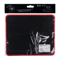 Коврик для мыши, игровой, 25x21x0,15 см, оверлок, чёрно-красный Коврик для мыши, игровой, 25x21x0,15 см, оверлок, чёрно-красный