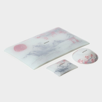 Набор для суши из стекла Доляна &laquo;Рассвет в горах&raquo;, 3 предмета: соусники 8&times;2 см, 8&times;6 см, подставка 25&times;15&times;2 см