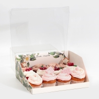 Коробка кондитерская с PVC-крышкой, упаковка, &laquo;Цветы&raquo;, 25 х 22,5 х 10 см