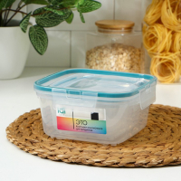 Набор контейнеров для продуктов с защёлкой, герметичная крышка, 3 шт: 400 мл, 800 мл, 1,5 л, прозрачные, крышка голубая