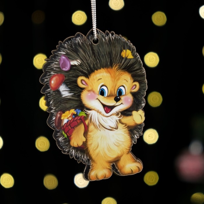 Сувенир сундук - копилка с новогодними игрушками (3 шт.) "Ежик", 13 х 7,5 х 8,5 см