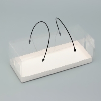 Коробка под рулет с ручками, белая 27,5 х 11 х 10 см. Кондитерская упаковка