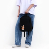 Рюкзак школьный текстильный «Корги», 38х14х27 см, цвет чёрный Рюкзак школьный текстильный «Корги», 38х14х27 см, цвет чёрный