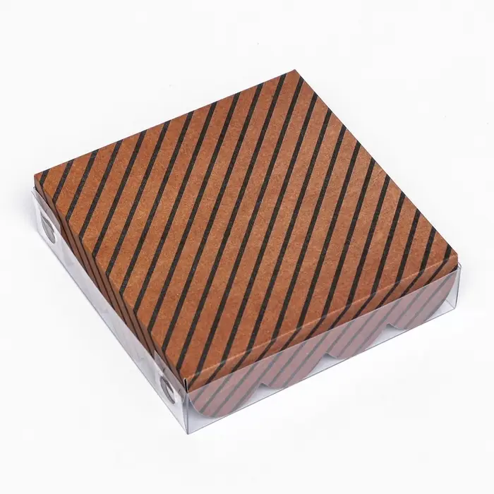Коробка для печенья, &laquo;Полосы крафт&raquo; 12&times;12&times;3 см