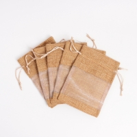 Льняной мешочек для хранения украшений, подарков, трав, 10 х 14 см, набор из 5 штук