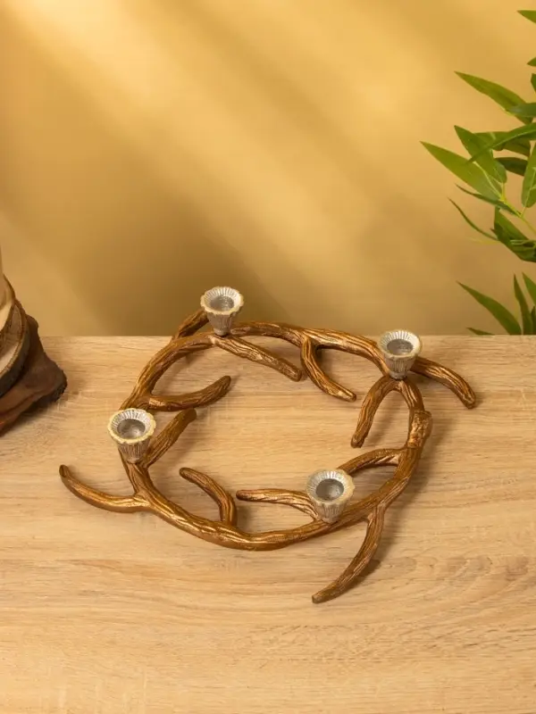 Подсвечник на 4 свечи &laquo;Медные рога&raquo;, 27&times;27&times;6 см, алюминий