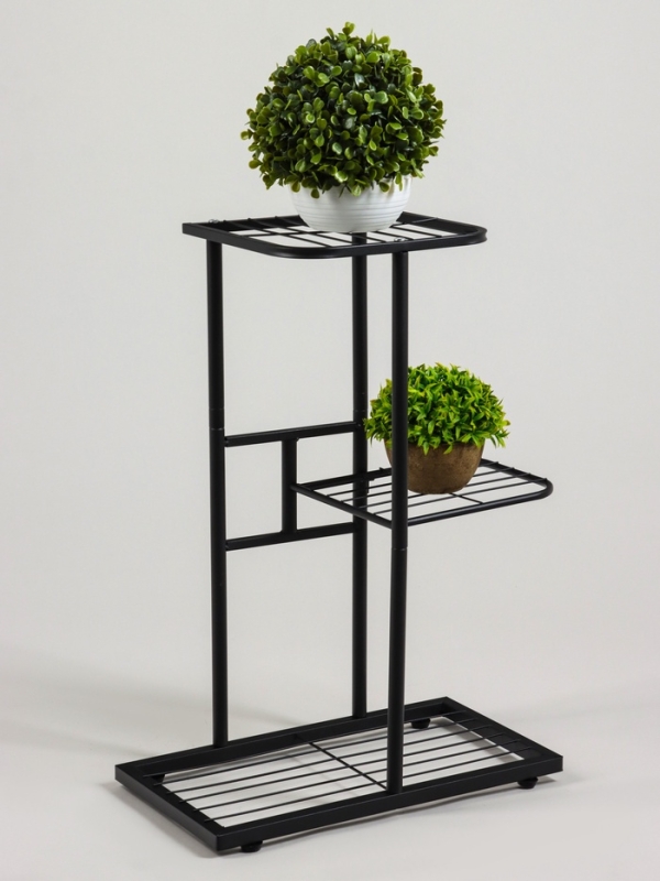 Подставка для цветов Greengo, 3 полки, 43 &times; 22 &times; 57 см, напольная, металл, чёрная