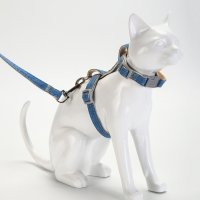 Комплект амуниции "Жаккард", поводок 120 х 1,5 см, синий