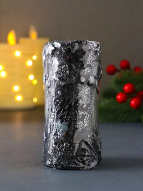 Свеча столбик "С Новым годом" 55*105 мм темно-синяя