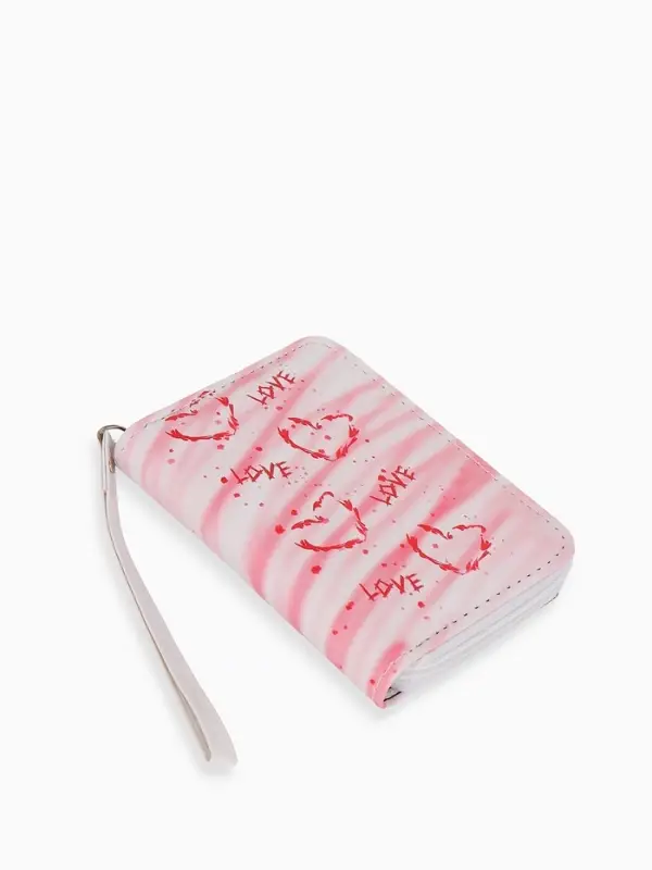 Кошелек жен 07-01-01 Июнь2528 сердце, 12*1,5*9 см, 2 отд+отд/молн, д/карт, розовый