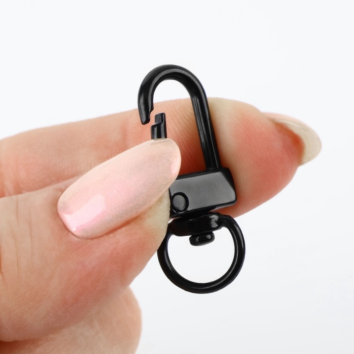 Карабин металлический, 33 &times; 12.5 мм / 10 &times; 1.25 мм, 5 шт, цвет чёрный матовый