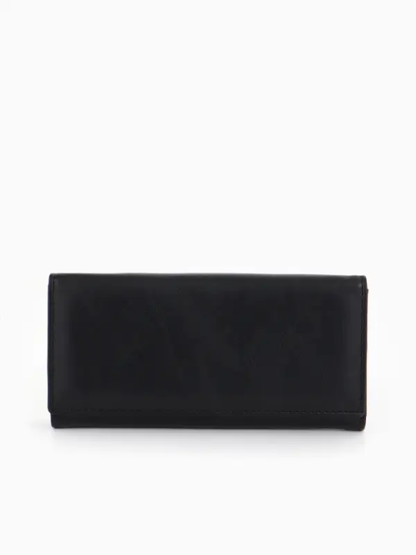 Кошелек жен 06-01-01 Июнь2523, 19*3*10 см, 3 отд+отд/молн, д/карт, д/монет, на магните черн   109097