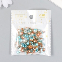 Бусины для творчества пластик "Круглые. Градиент. Русалка голубой крем" d=3-8мм, набор 10 гр   74595