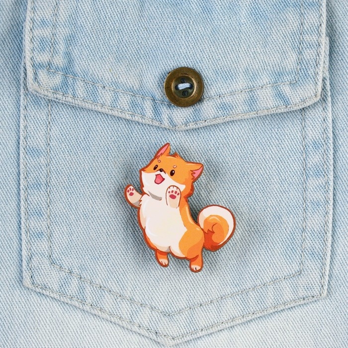 Значок деревянный &laquo;Песик&raquo;, 3,4 х 3,5 см