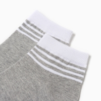 Носки женские Полоски, цвет серый/белый, р-р 23 Носки женские Полоски, цвет серый/белый, р-р 23