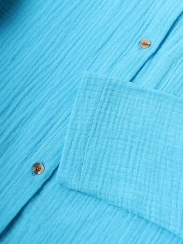 Рубашка из муслина для девочек KAFTAN рост 134, голубой Рубашка из муслина для девочек KAFTAN рост 134, голубой