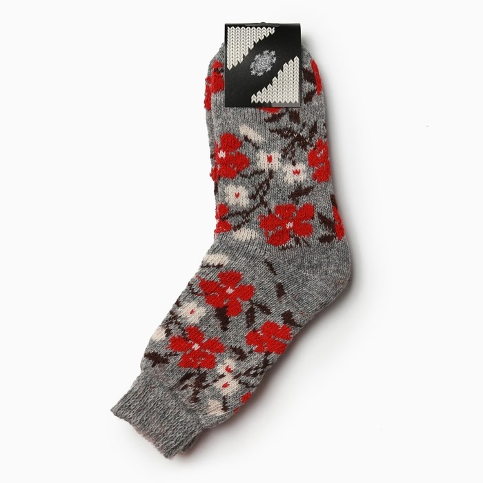 Носки женские шерстяные &laquo;Маргаритка&raquo;, цвет серый, размер 25