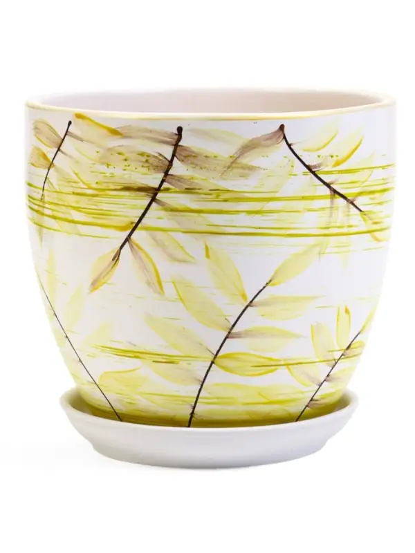 Горшок цветочный поддоном  2,5 л,  керамика, Тропики (М)