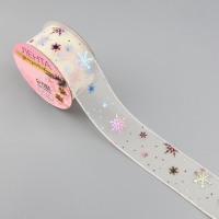 Лента капроновая &laquo;Снежинки&raquo;, 40 мм, 9 &plusmn; 0,5 м, цвет молочный