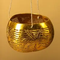 Подсвечник подвесной из кокоса, 9-12 см, золотистый