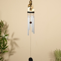 Музыка ветра "Будда" дерево, полирезин, алюминий 8х8х70 см