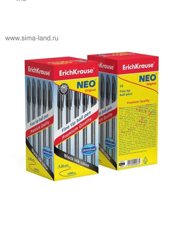 Ручка шариковая ErichKrause Neo Original, игольчатый узел 0.7 мм, чернила чёрные, супермягкое письмо, длина линии письма 1000 метров