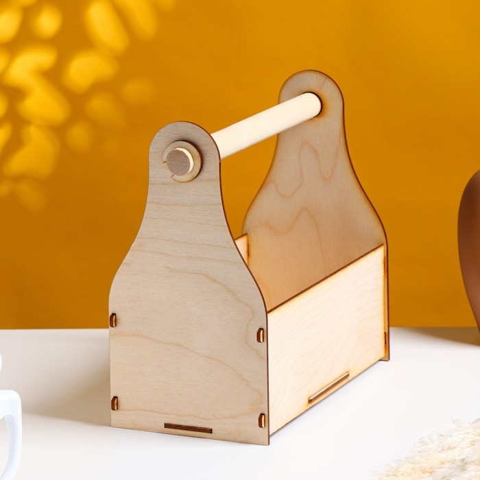 Кашпо деревянное 24.5&times;13.5&times;9.5(25) см Стелла Клик, с ручкой, натуральный