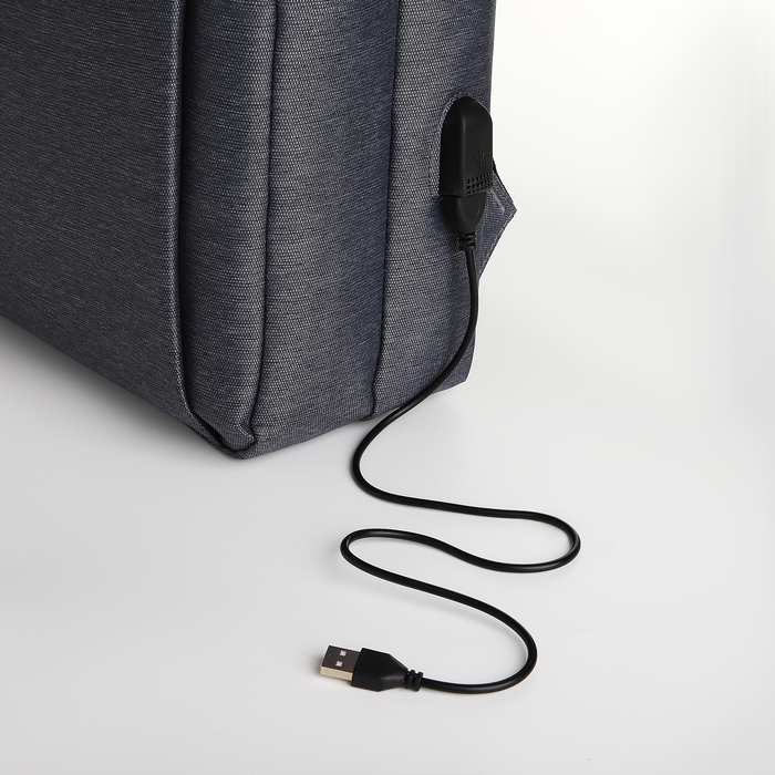 Рюкзак городской на молнии, 2 кармана, с USB, цвет серый Рюкзак городской на молнии, 2 кармана, с USB, цвет серый