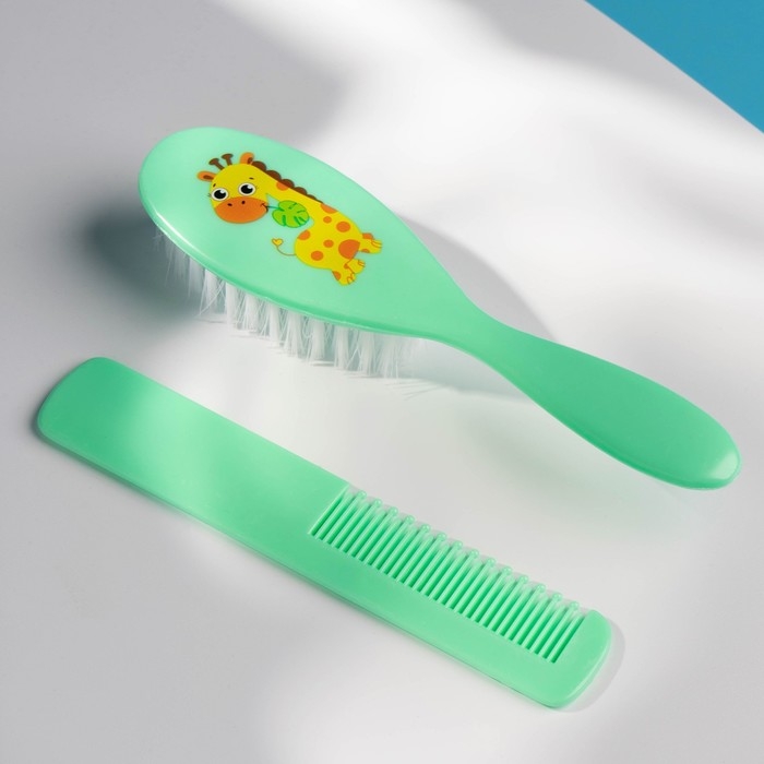 Расчёска детская + массажная щётка для волос &laquo;Жирафик&raquo;, от 0 мес.