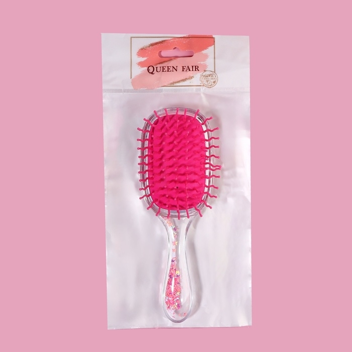 Расчёска массажная, широкая, 6 &times; 18 см, цвет розовый