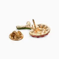 Брошь "Вишня стразинка", цвет красно-зелёный в золоте