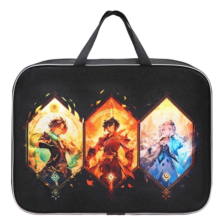 Папка с ручками текстильная А4, 350 х 270 х 70 мм, Calligrata "Аниме игра"