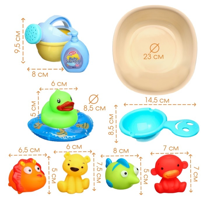 Набор резиновых игрушек для ванны &laquo;Игры малыша&raquo;, с пищалкой, 10 шт, Крошка Я