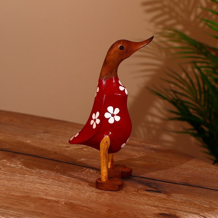 Сувенир "Утка в цветочек " дерево 25 см