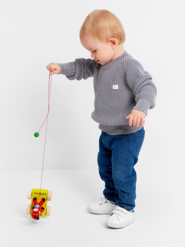 Джемпер вязаный Крошка Я, рост 80-86 см, серый