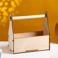 Кашпо деревянное 24.5&times;13.5&times;9.5(25) см Стелла Клик, с ручкой, натуральный