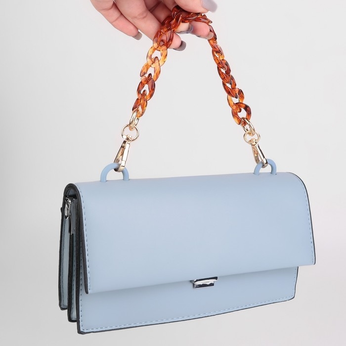 Цепочка для сумки, пластиковая, с карабинами, 23 &times; 17 мм, 29 - 29,5 см, цвет янтарный/золотой