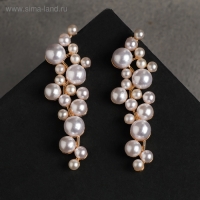 Серьги с жемчугом &laquo;Жасмин&raquo; ветка с жемчугом, цвет белый в золоте