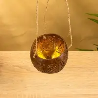 Подсвечник подвесной из кокоса, 9-12 см, коричневый