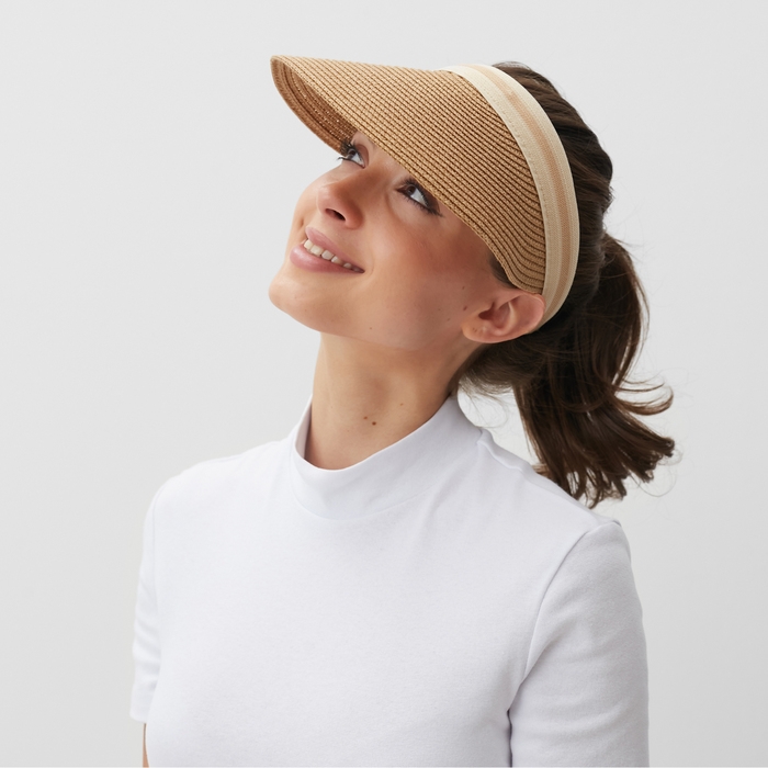 Козырёк женский плетёный MINAKU цвет бежевый, р-р 56-58 Козырёк женский плетёный MINAKU цвет бежевый, р-р 56-58