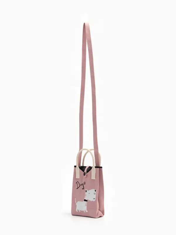 Сумка подр Пес, 12*4*17, отд на кнопке, дл ремень, розовый