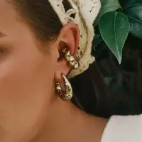 Набор серьги и каффы "Леопард" жгутик, цвет золото