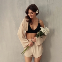 Комплект (сорочка, шорты) женская MINAKU: Home collection цвет жемчужный , р-р 42 Комплект (сорочка, шорты) женская MINAKU: Home collection цвет жемчужный , р-р 42