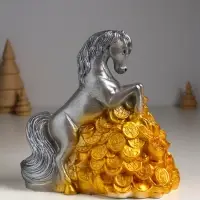 Копилка "Конь на деньгах" 20х20х13 см, серый