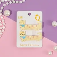 Зажим для волос "Мультизаврик" (набор 2 шт) кот в шарфе, 6,5 см